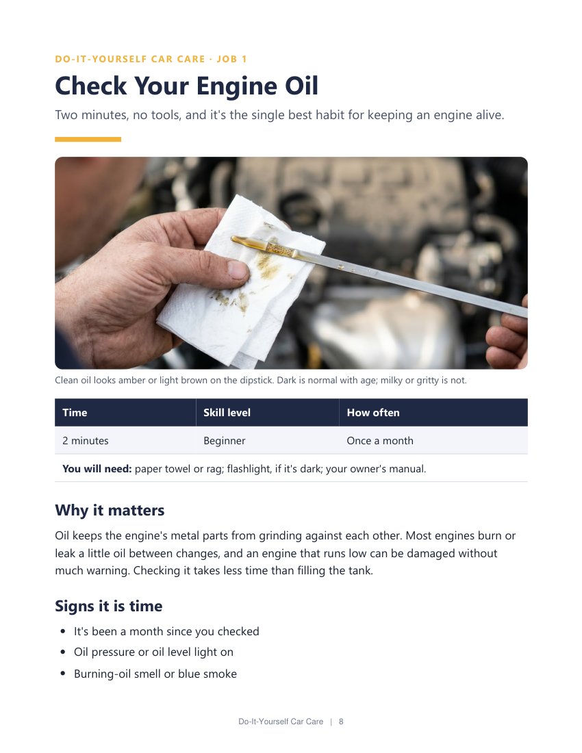 Sample page: Add-on: check your oil